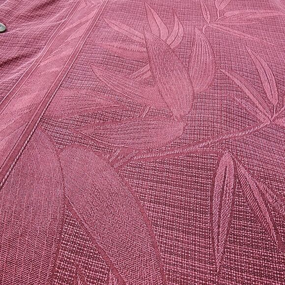 Tommy Bahama Shirt Mens XL Red Burgundy Silk Tahitian Border Camp Loop Collar - Picture 11 of 16